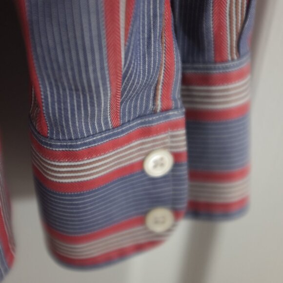 Faconnable blue red striped shirt size XL 100% cotton - Picture 4 of 13